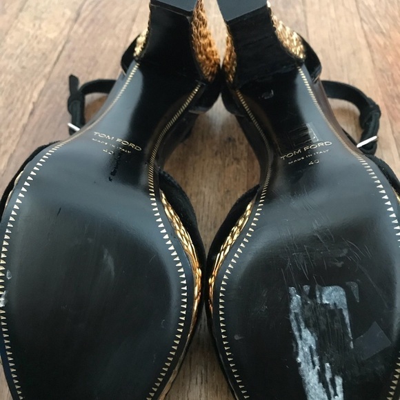 Tom Ford Black & Metallic Gold  Heels - Picture 7 of 8